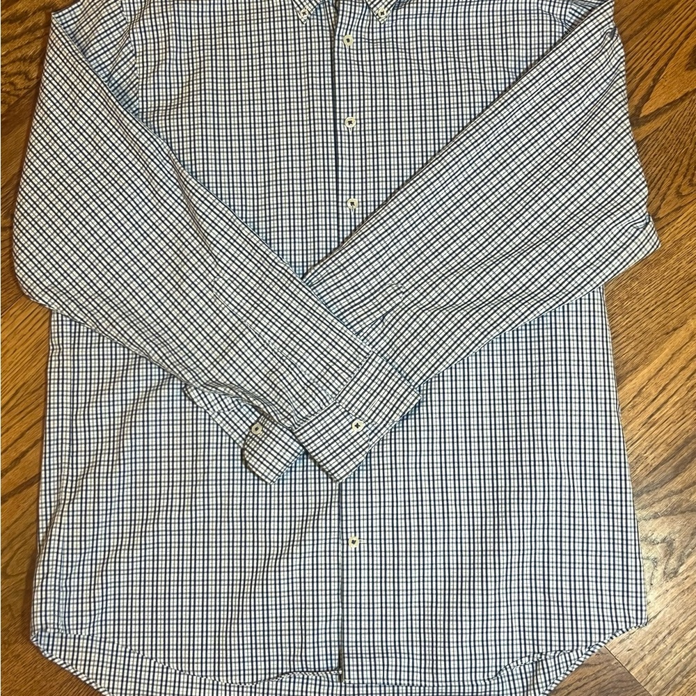 Charles Tyrwhitt Mens Blue Check Cotton Button Down Shirt Long Sleeve Plaid